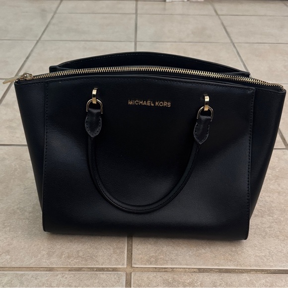 Michael Kors Black Satchel with Gold Accents - Picture 1 of 9